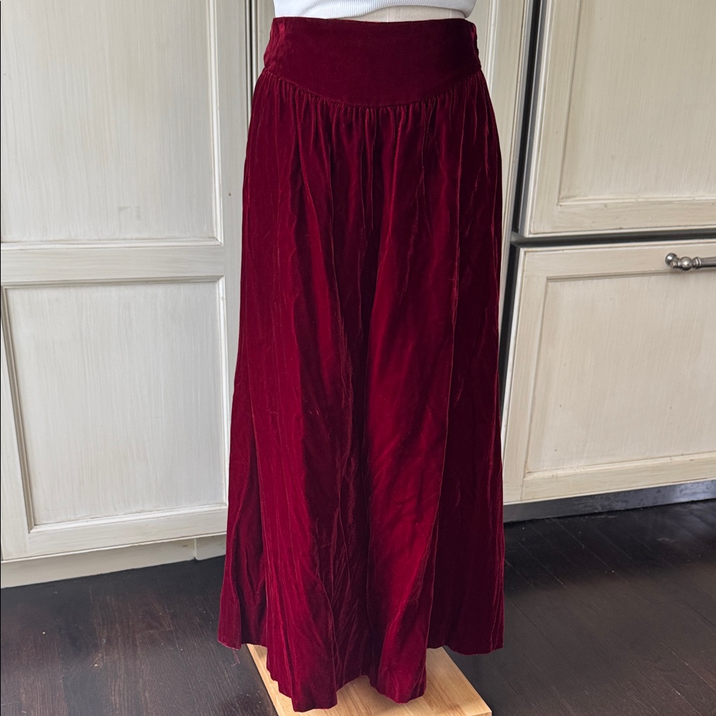 Gunne Sax Jessica Mcclintock Red Velvet Midi Skirt